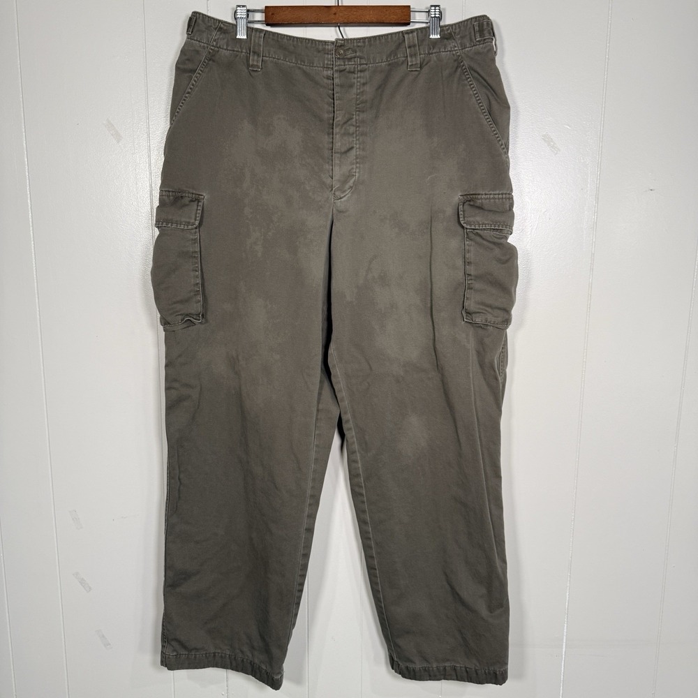 J. Crew Flannel Lined Cargo Pants Mens 40x32 Button Fly Brown Utility Fade Y2k